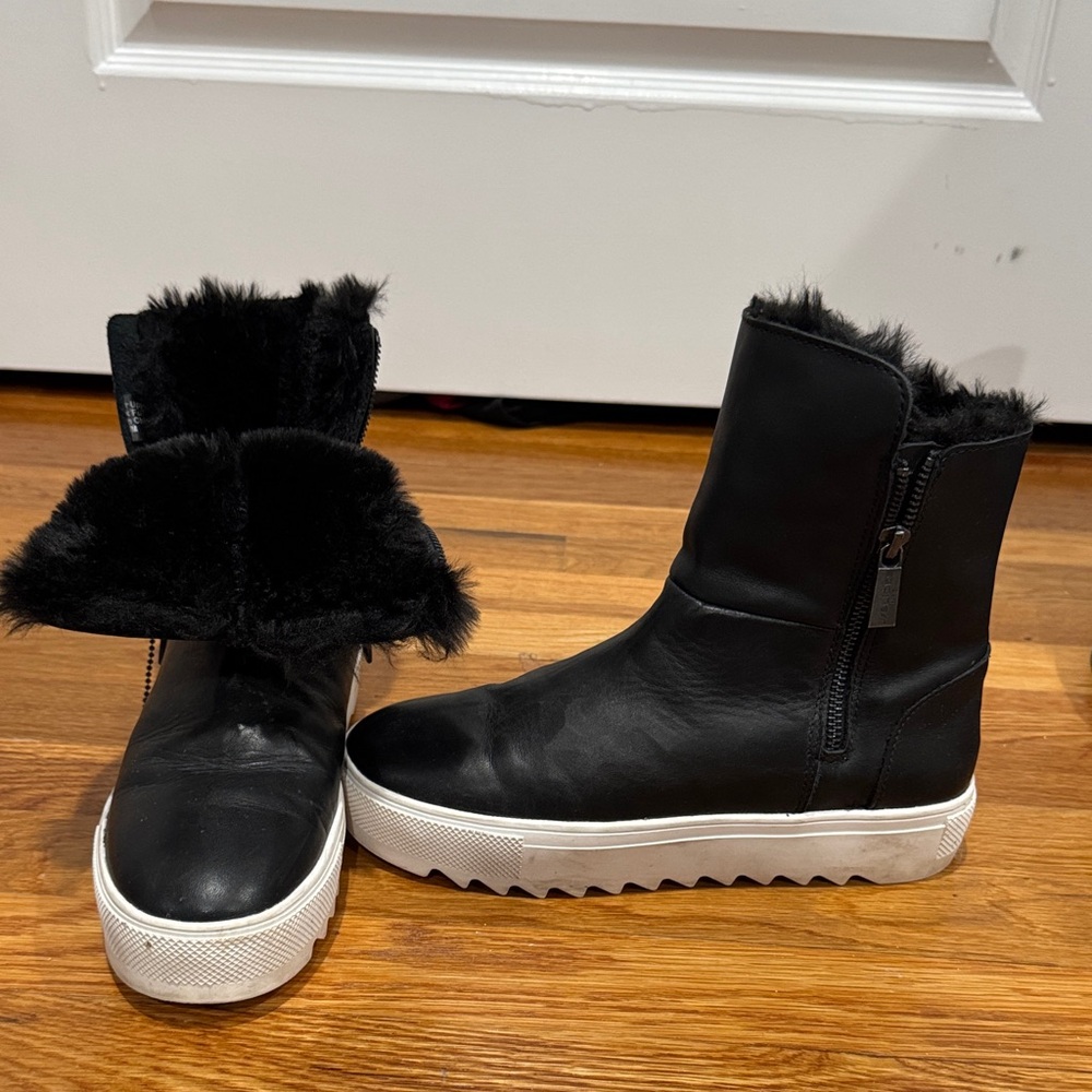 J Slides Black Faux Fur Winter Boots